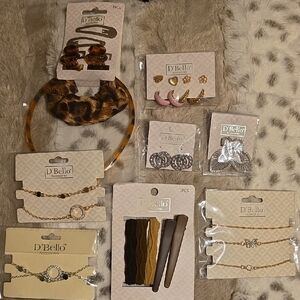 Women's 8 Piece Bundle Set Earrings, Bracelets and Hair Accessories